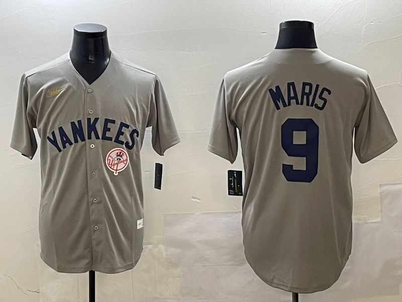 Men New York Yankees #9 Maris Grey Throwback Game 2025 Nike MLB Jersey style 6->new york yankees->MLB Jersey